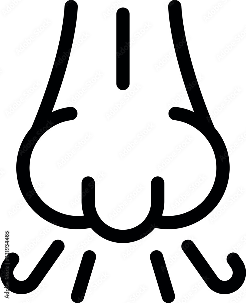Simple linear icon of a human nose smelling a bad odor Simple linear icon of a human nose smelling a bad odor