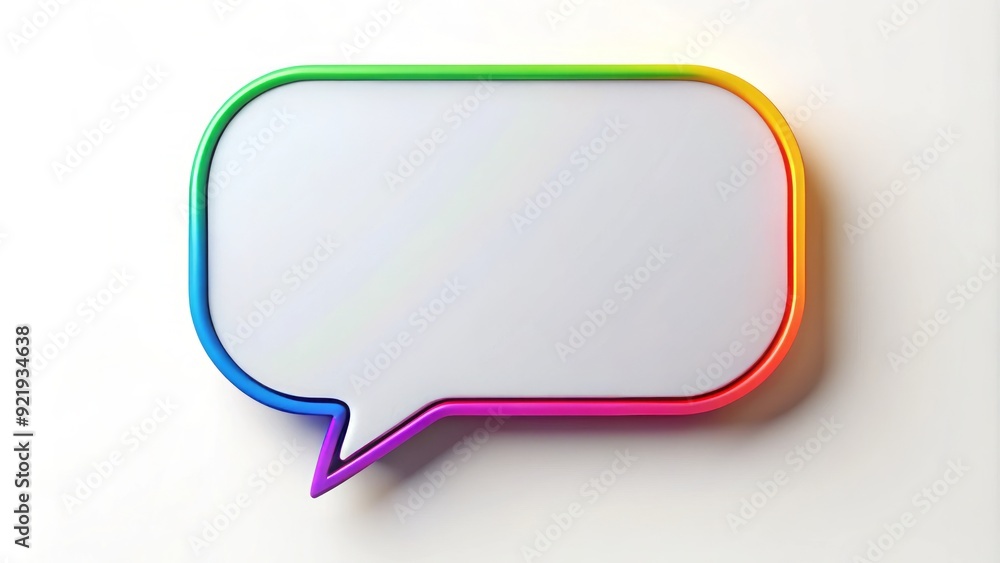 Colorful speech bubble template with blank space inside, ideal for adding text or quotes, set against a crisp white background for easy editing. Colorful speech bubble template with blank space inside, ideal for adding text or quotes, set against a crisp white background for easy editing.