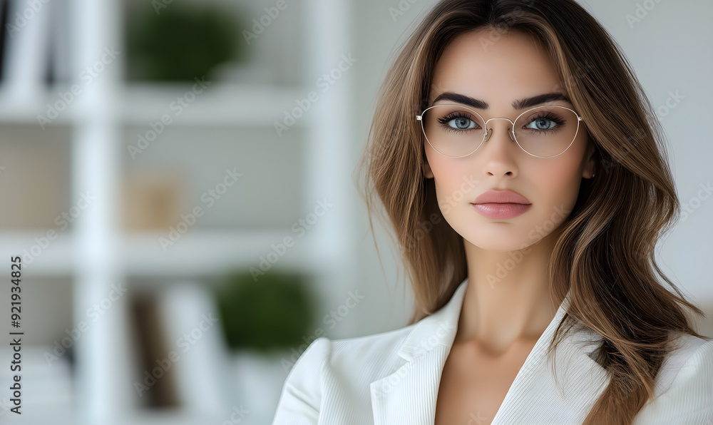 Top Model Lawyer at the Workplace: Elegant Portrait of a Beautiful Woman with a Minimalist Background Top Model Lawyer at the Workplace: Elegant Portrait of a Beautiful Woman with a Minimalist Background