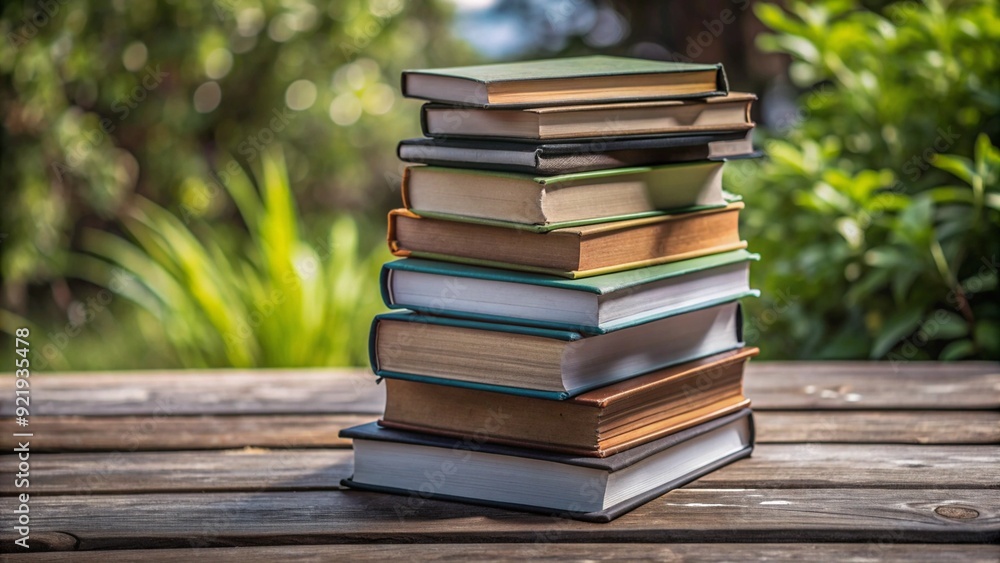 Books on top of each other in different colors and sizes for reading and learning Books on top of each other in different colors and sizes for reading and learning