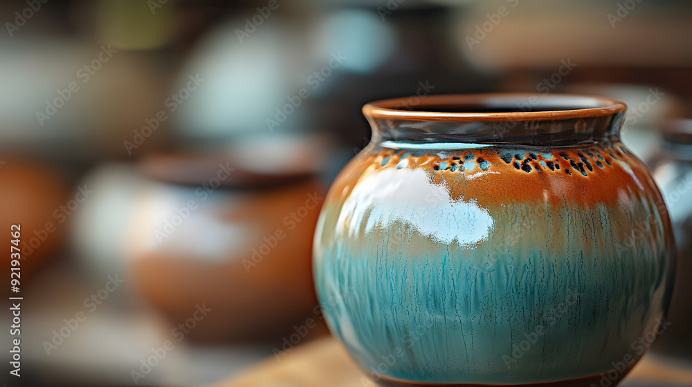 Handmade ceramic with blurred background and space for text Handmade ceramic with blurred background and space for text