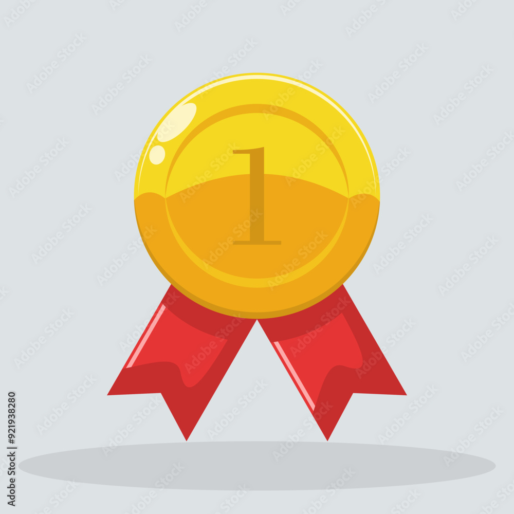 Flat illustration gold medal, the winner, number one Flat illustration gold medal, the winner, number one