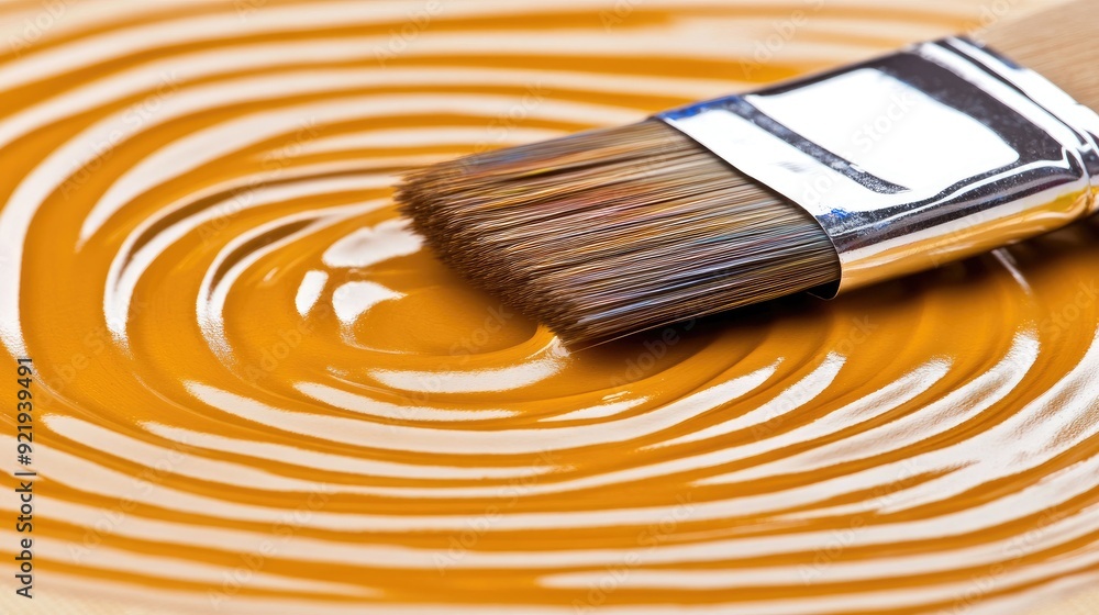 A close-up view of a paintbrush immersed in rich colors on canvas, showcasing artistic expression during creation A close-up view of a paintbrush immersed in rich colors on canvas, showcasing artistic expression during creation