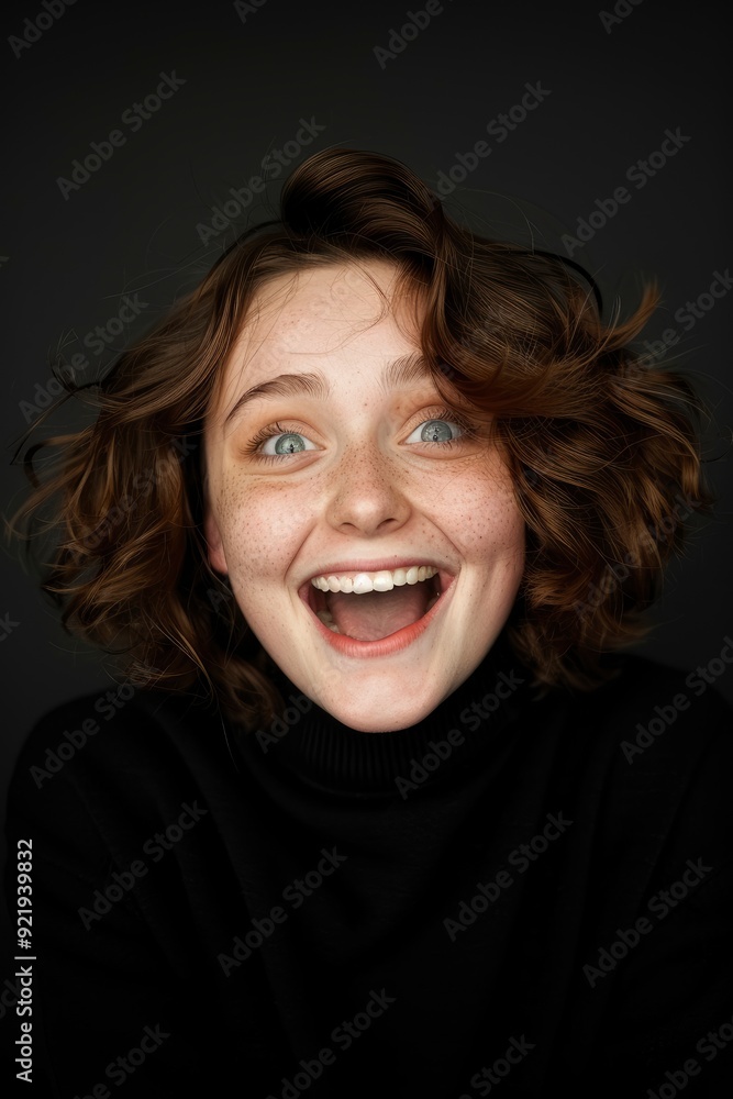 Portrait Of An Expressive Young Woman, Looking Joyful Portrait Of An Expressive Young Woman, Looking Joyful