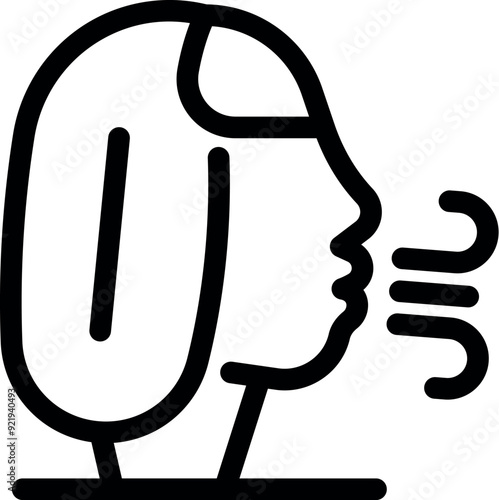 Woman is exhaling a puff of air, representing concepts such as breathing exercises or bad breath