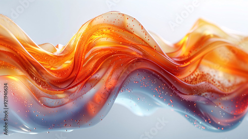 Abstract orange curved shape on a white background, designed for motion graphics animation using the octane render engine. This fluid and captivating vector illustration