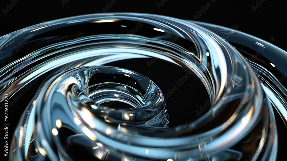 Serene Glass Spirals with Fluid Light Patterns - Abstract Illustration Serene Glass Spirals with Fluid Light Patterns - Abstract Illustration