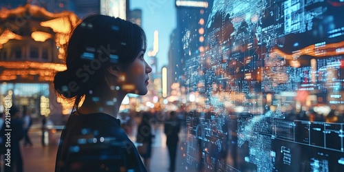 Woman looking at data screen