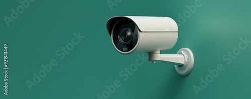 Close-up of a smart security camera mounted on a wall photo