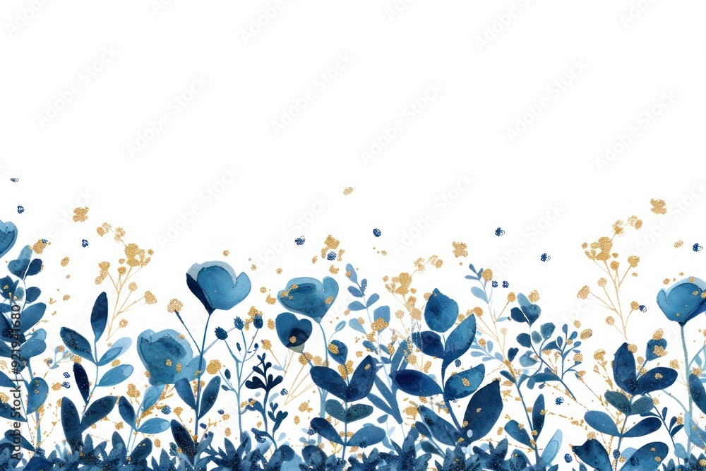 Elegant blue floral border illustration Elegant blue floral border illustration