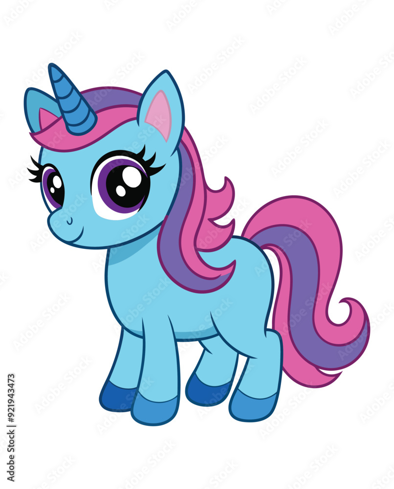 A beautiful cartoon unicorn horse illustration A beautiful cartoon unicorn horse illustration