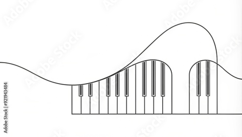 Continuous Line Drawing of a Piano Keyboard photo