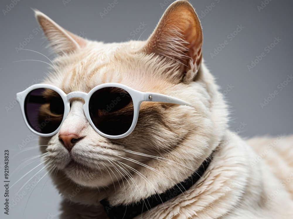 Brown furry cat wearing sunglasses.AI generated Brown furry cat wearing sunglasses.AI generated