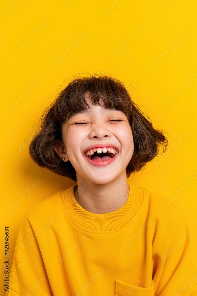 Portrait Of A Young Asian Lady Smiling With A Cheerful Expression, Showing Something Amazing In Blank Space, Wearing Casual Clothing Portrait Of A Young Asian Lady Smiling With A Cheerful Expression, Showing Something Amazing In Blank Space, Wearing Casual Clothing