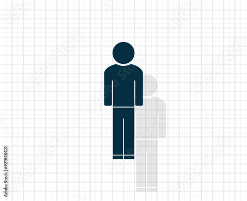 Vector dark color icon with shadow on light checkered background