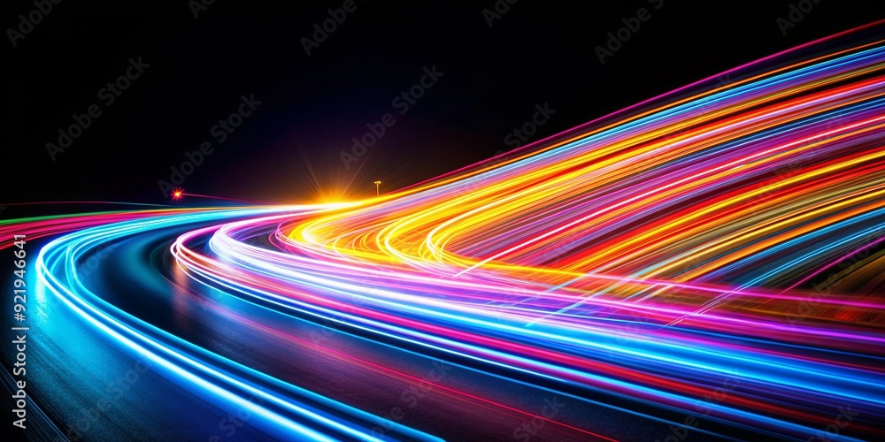 Vibrant and dynamic light trails with motion blur effect on black background Vibrant and dynamic light trails with motion blur effect on black background