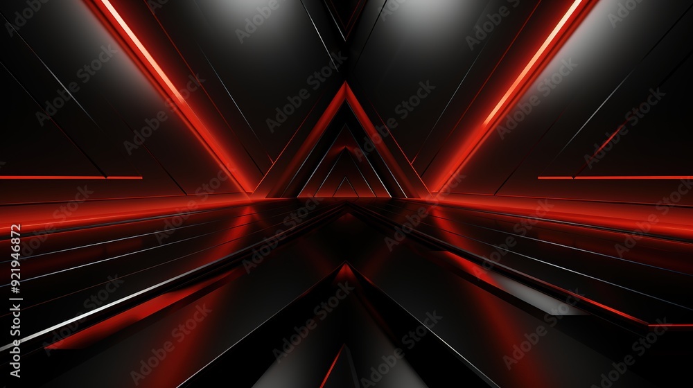 Abstract background with glowing red lines and dark geometric shapes. Abstract background with glowing red lines and dark geometric shapes.