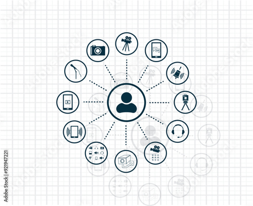 Vector dark color icon with shadow on light checkered background