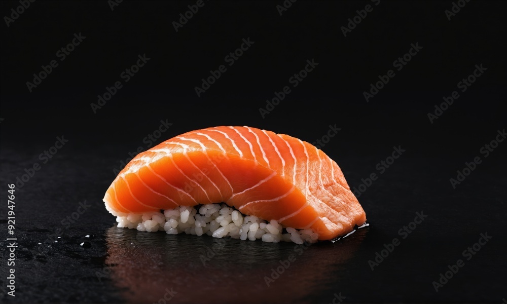 Salmon nigiri sushi on a black background Salmon nigiri sushi on a black background