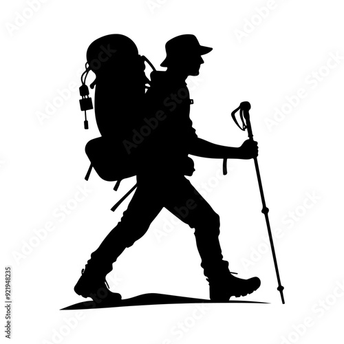 simple and minimal Trailblazing Wanderer Hiker Vector Silhouette