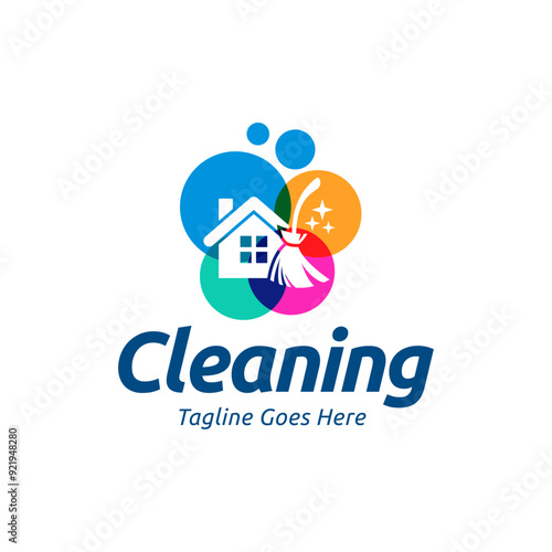 Home Cleaning Services Logo Design Vector. Cleaning broom logo design.