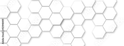 Vector technology background with hexagon concept design. Embossed Hexagon , honeycomb white shadow. Luxury White 3D futuristic honeycomb mosaic white background.