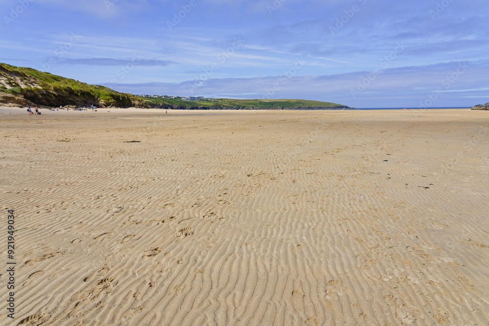 Footprints lead down the rippled sands of Crantock beach. Footprints lead down the rippled sands of Crantock beach.