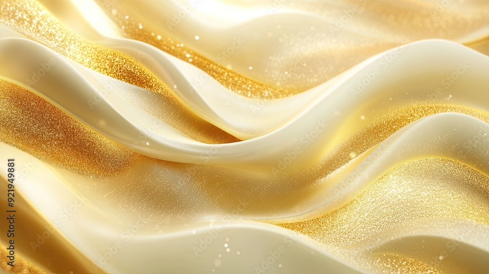 Dynamic 3D golden waves shimmer across the background, creating an abstract, luxurious pattern with soft highlights. Dynamic 3D golden waves shimmer across the background, creating an abstract, luxurious pattern with soft highlights.
