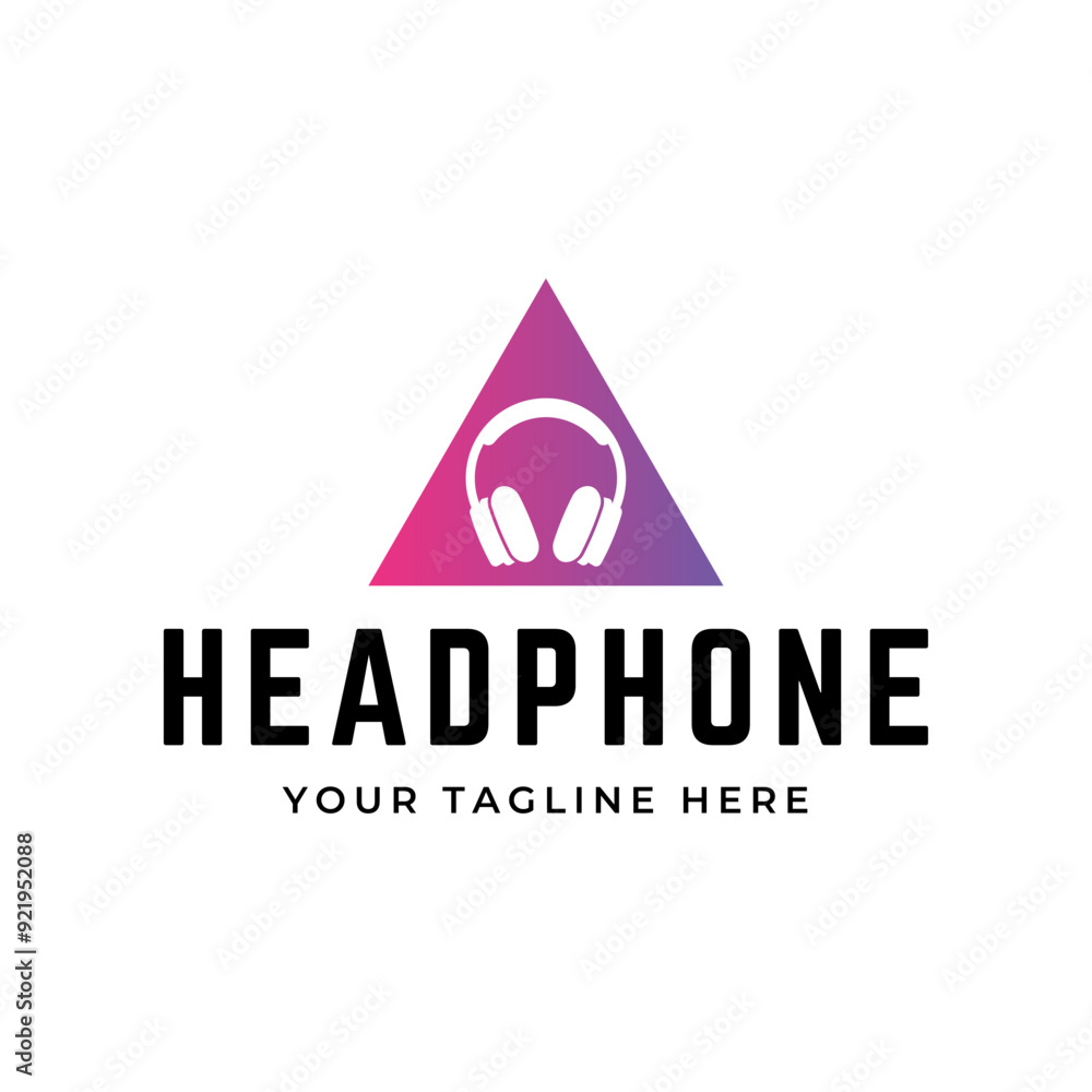 Headphones music audio entertainment logo design template vector.