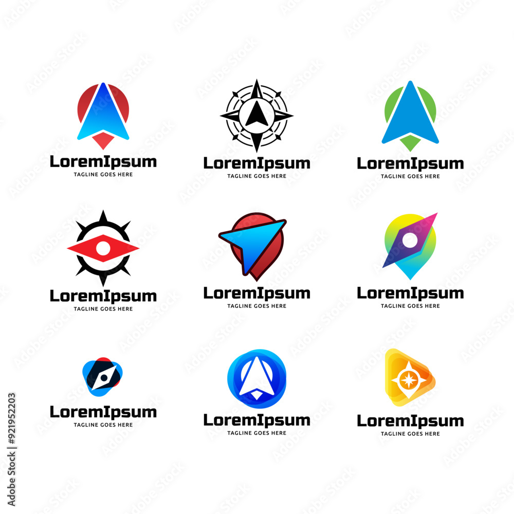 Set of Compass Global Globe Earth Adventure GPS navigation logo design. Vector Illustration Set of Compass Global Globe Earth Adventure GPS navigation logo design. Vector Illustration