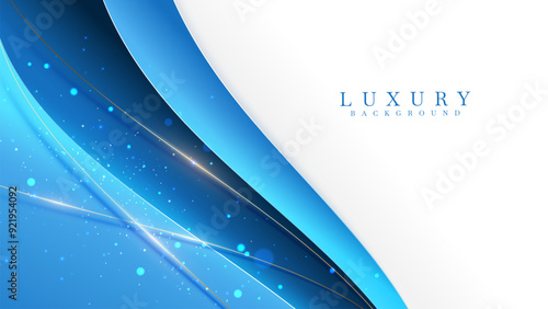 White and sky blue background with glitter light effects decorations and bokeh, Luxury cover design concepts.