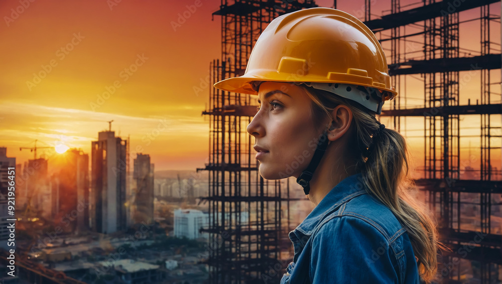 Photo of a female construction worker.AI generated Photo of a female construction worker.AI generated