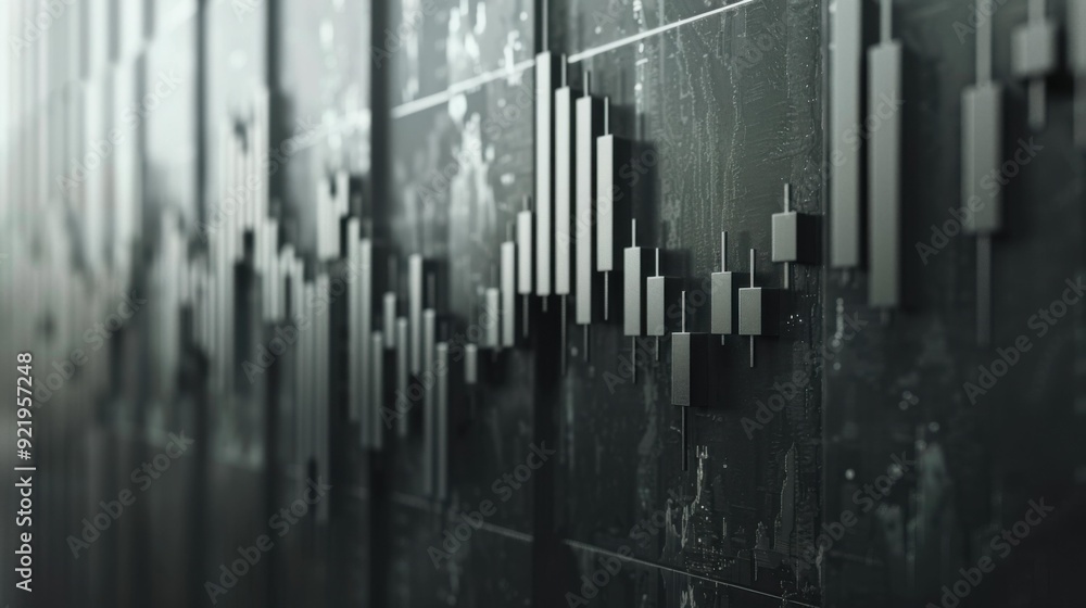 A close-up view of financial candlestick charts, depicting market trends and fluctuations, conveying a sense of analysis and strategy. A close-up view of financial candlestick charts, depicting market trends and fluctuations, conveying a sense of analysis and strategy.