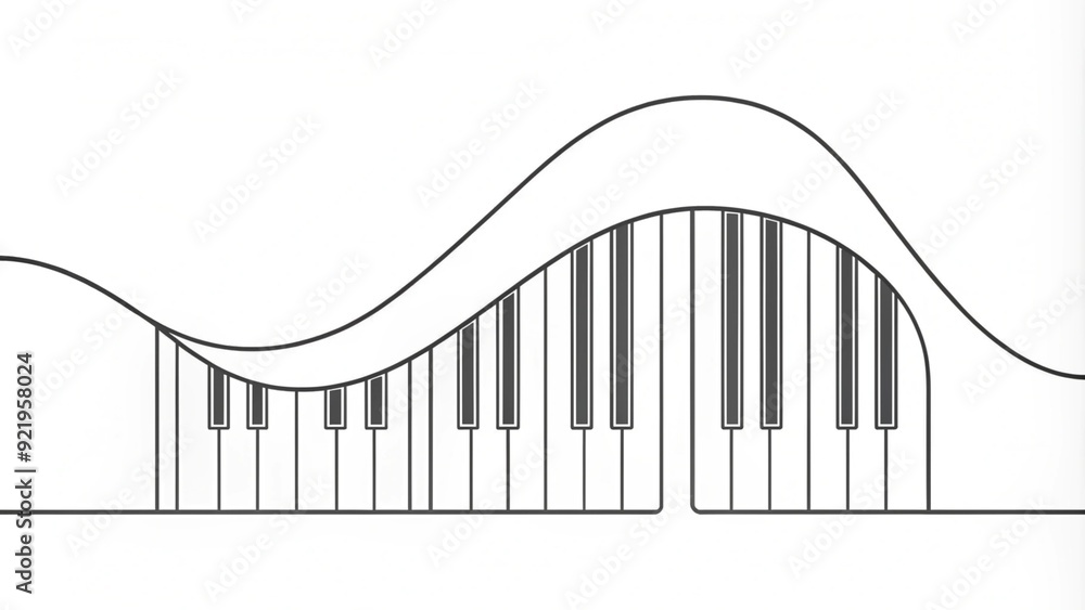 Continuous Line Drawing of a Piano Keyboard Continuous Line Drawing of a Piano Keyboard