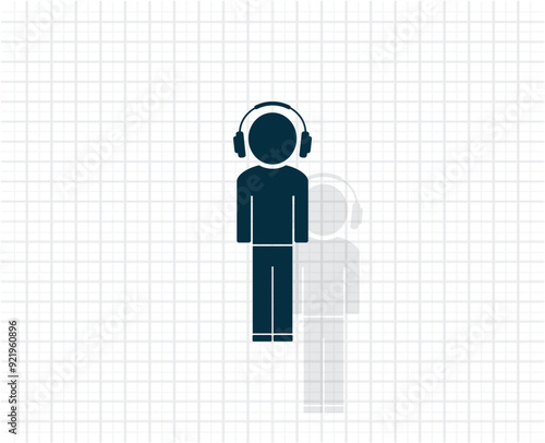 Vector dark color icon with shadow on light checkered background