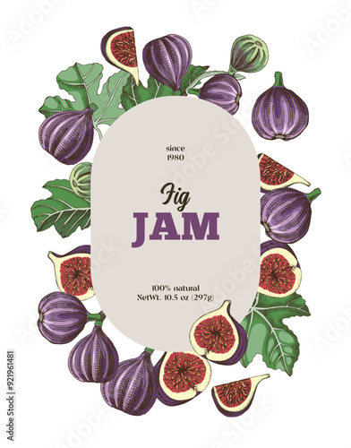 Fig jam vector label template