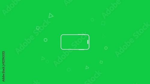 Please Rotate Your Phone. Turn you Smartphone and rotate device screen, Phone flip sign, Phone Rotation animation. Green chroma background  phone screen social media
