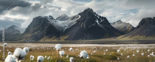 white cotton growing in the mountains