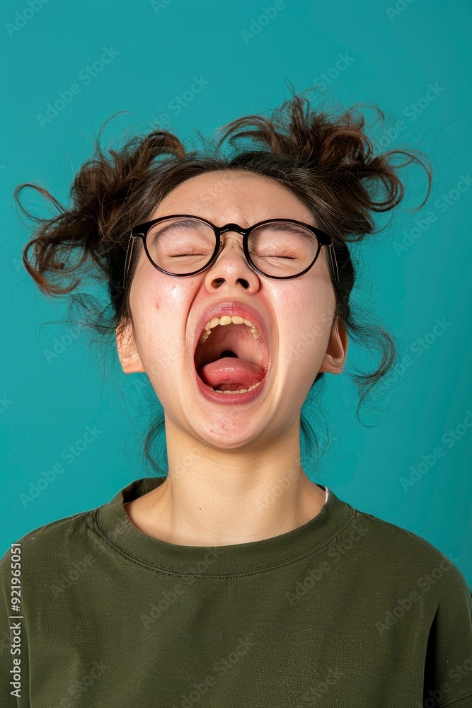 Fed Up And Outraged: A Silly East Asian Troubled Teenager, Screaming And Being Bothered, Shouting Out Loud With Her Mouth Wide Open Fed Up And Outraged: A Silly East Asian Troubled Teenager, Screaming And Being Bothered, Shouting Out Loud With Her Mouth Wide Open