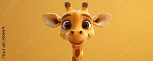 Adorable tall giraffe with a long neck and cheerful demeanor.