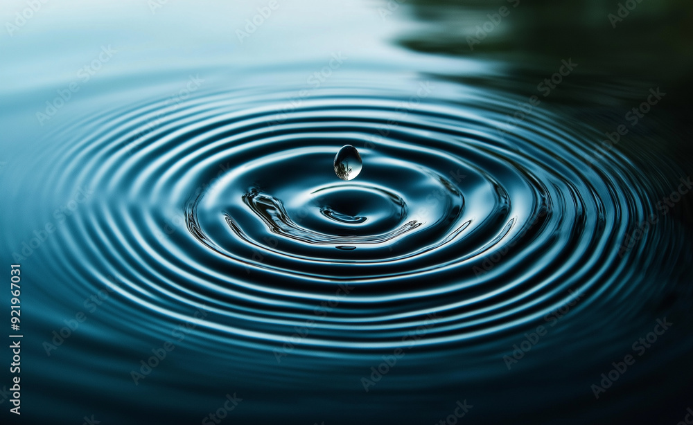 Water drop creating ripples on a calm surface.
Water drop creating ripples on a calm surface.