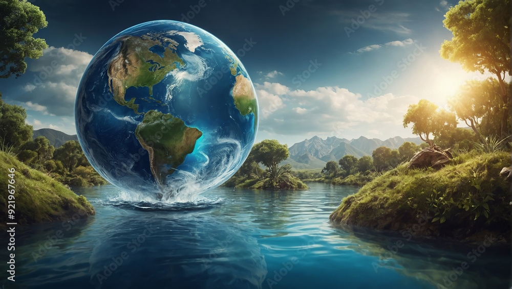 The world inside a glass tube with a rich natural background. AI generated The world inside a glass tube with a rich natural background. AI generated