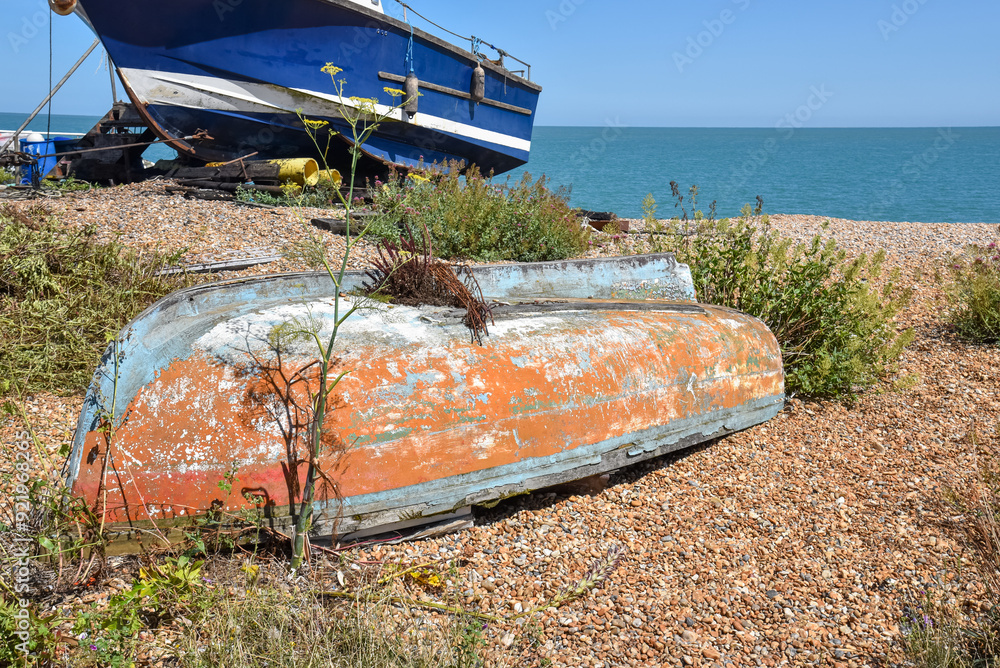 old abandoned boat on the beach