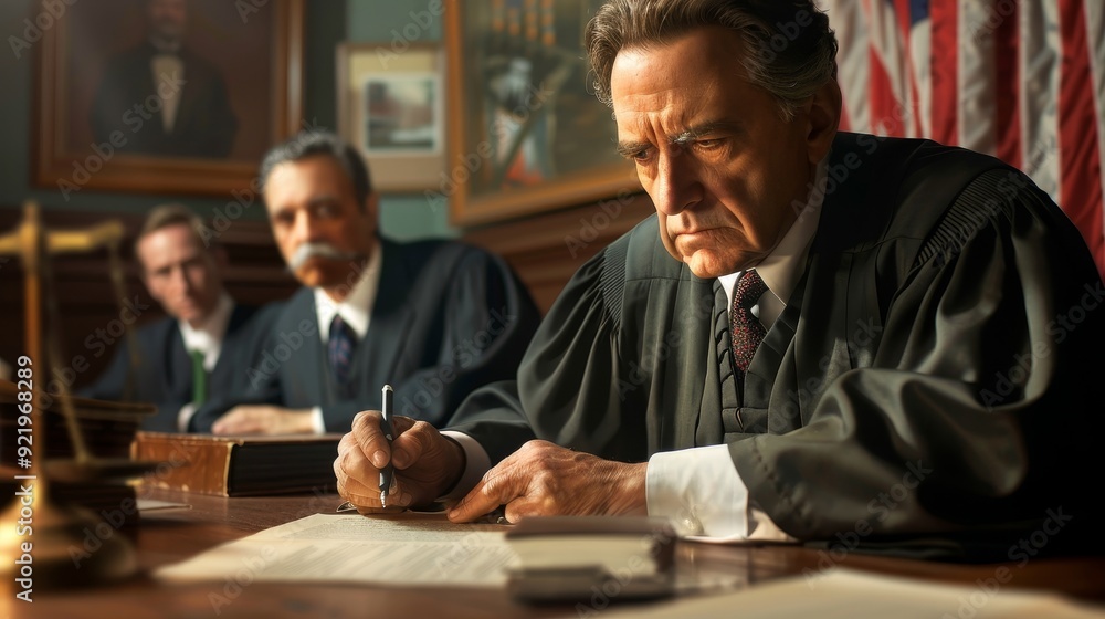 Obraz premium Judge signing legal document
