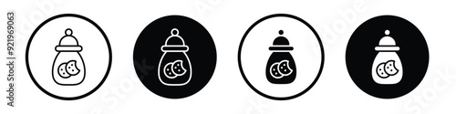 Cookies jar vector icon set black filled and outlined style.