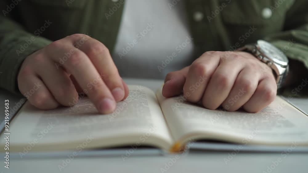 A man reads a book close-up.
A book in the hands of a man A man reads a book close-up.
A book in the hands of a man