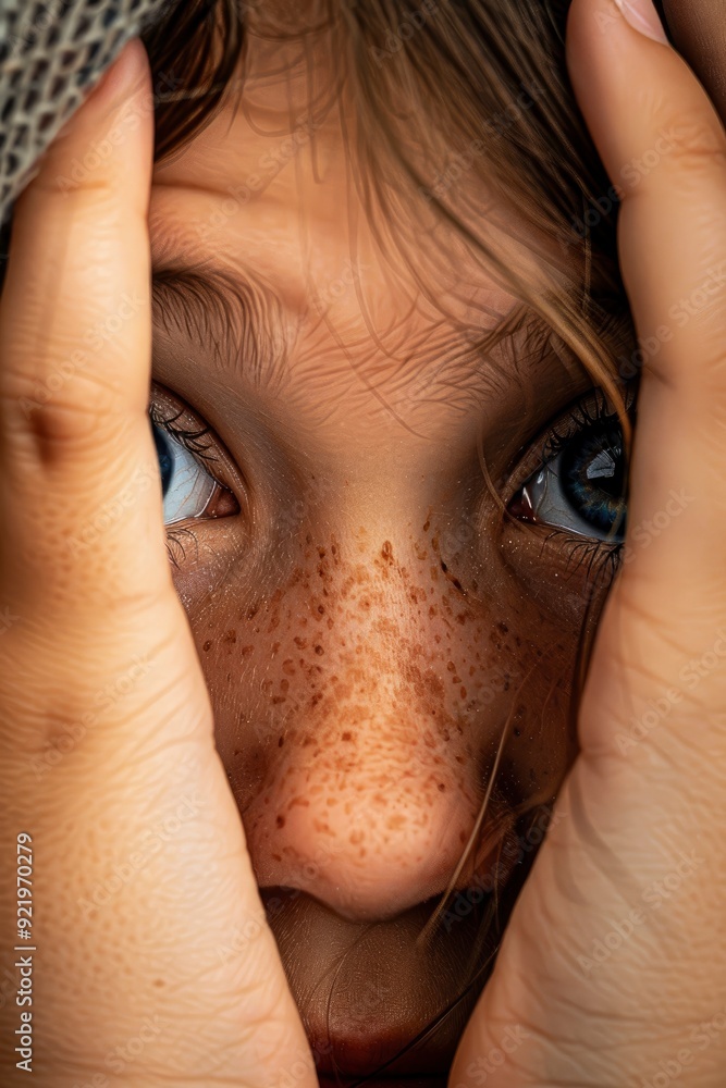 Close-Up Portrait Of A Scared, Pretty Girl Close-Up Portrait Of A Scared, Pretty Girl
