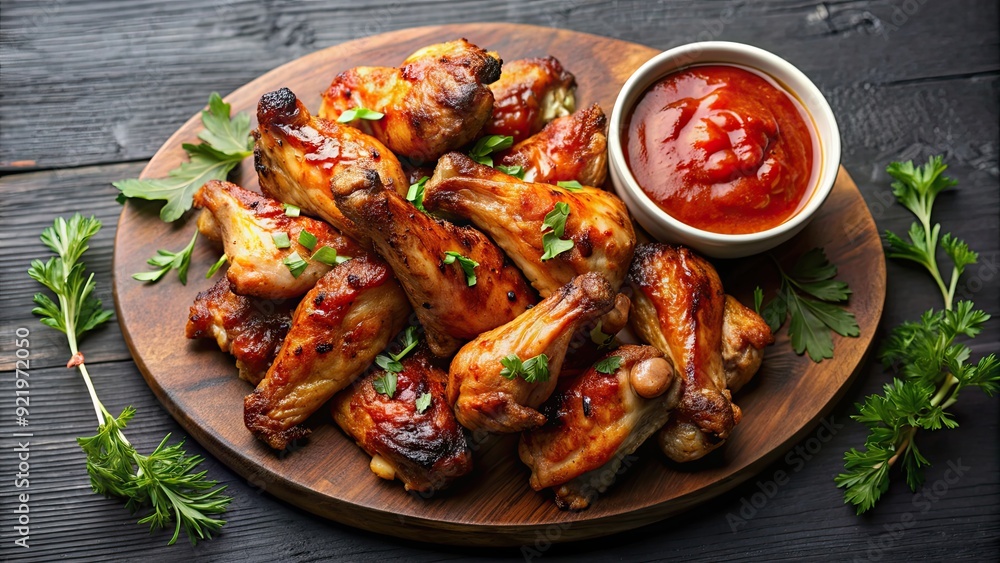 Grilled chicken wings with sauce exploding behind, grilled, chicken wings, sauce, BBQ, spicy, savory, tasty, food photography Grilled chicken wings with sauce exploding behind, grilled, chicken wings, sauce, BBQ, spicy, savory, tasty, food photography