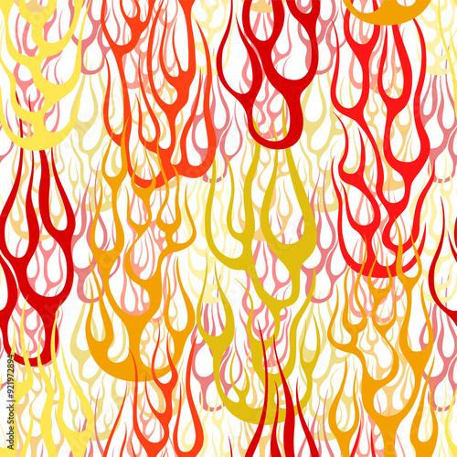 Red fire flames isolated on white background. Tribal pattern design. photo