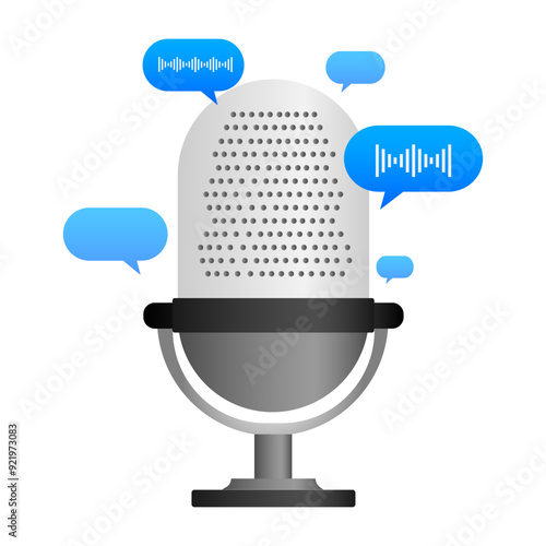 microphone podcast audio recording studio. Vector illustration
